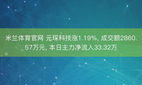 米兰体育官网 元琛科技涨1.19%, 成交额2860.57万元, 本日主力净流入33.32万