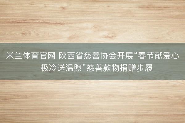 米兰体育官网 陕西省慈善协会开展“春节献爱心・极冷送温煦”慈善款物捐赠步履
