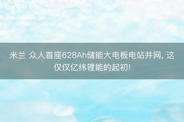米兰 众人首座628Ah储能大电板电站并网, 这仅仅亿纬锂能的起初!