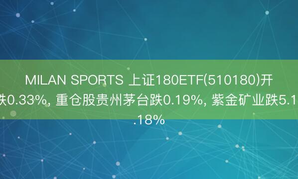 MILAN SPORTS 上证180ETF(510180)开盘跌0.33%， 重仓股贵州茅台跌0.19%， 紫金矿业跌5.18%