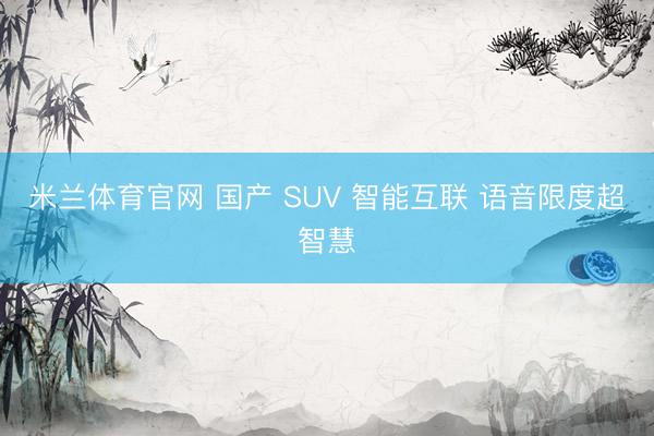 米兰体育官网 国产 SUV 智能互联 语音限度超智慧