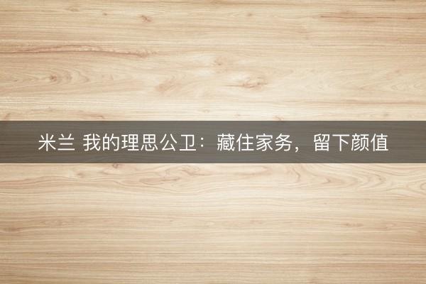 米兰 我的理思公卫:藏住家务,留下颜值