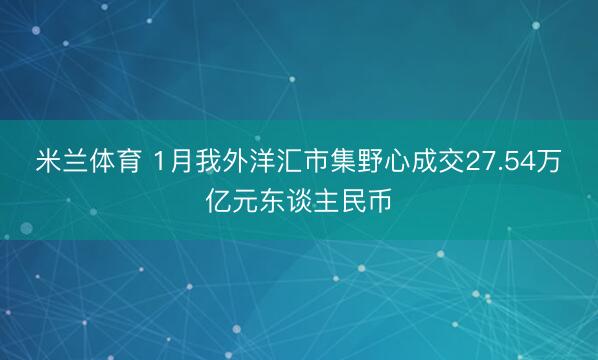 米兰体育 1月我外洋汇市集野心成交27.54万亿元东谈主民币