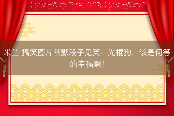 米兰 搞笑图片幽默段子见笑：光棍狗，该是何等的幸福啊！