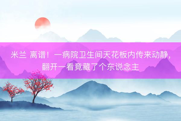 米兰 离谱！一病院卫生间天花板内传来动静，翻开一看竟藏了个东说念主