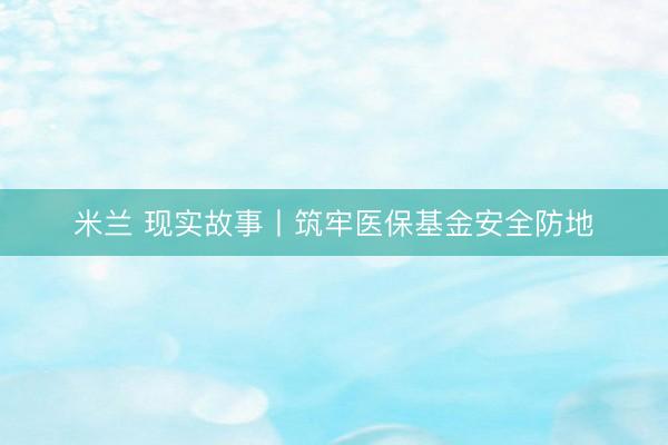 米兰 现实故事丨筑牢医保基金安全防地