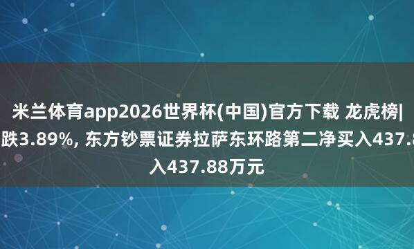 米兰体育app2026世界杯(中国)官方下载 龙虎榜|ST西王跌3.89%， 东方钞票证券拉萨东环路第二净买入437.88万元