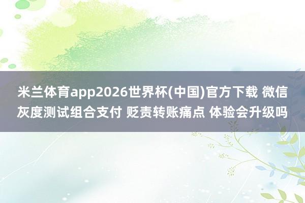 米兰体育app2026世界杯(中国)官方下载 微信灰度测试组合支付 贬责转账痛点 体验会升级吗