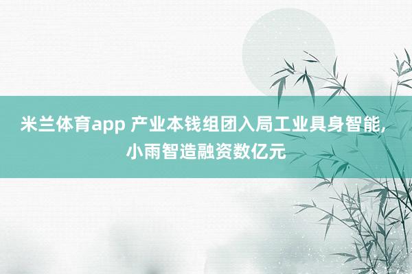 米兰体育app 产业本钱组团入局工业具身智能, 小雨智造融资数亿元