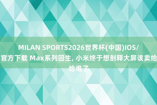 MILAN SPORTS2026世界杯(中国)IOS/安卓官方下载 Max系列回生， 小米终于想剖释大屏该卖给谁了