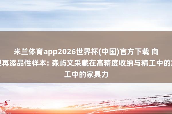 米兰体育app2026世界杯(中国)官方下载 向阳东坝再添品性样本: 森屿文采藏在高精度收纳与精工中的家具力
