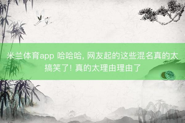 米兰体育app 哈哈哈， 网友起的这些混名真的太搞笑了! 真的太理由理由了
