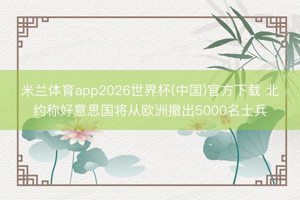 米兰体育app2026世界杯(中国)官方下载 北约称好意思国将从欧洲撤出5000名士兵