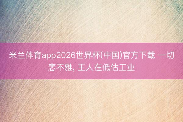 米兰体育app2026世界杯(中国)官方下载 一切悲不雅, 王人在低估工业