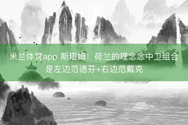 米兰体育app 斯塔姆：荷兰的理念念中卫组合是左边范德芬+右边范戴克