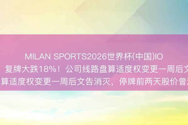 MILAN SPORTS2026世界杯(中国)IOS/安卓官方下载 300411，复牌大跌18%！公司线路盘算适度权变更一周后文告消灭，停牌前两天股价曾涨超30%